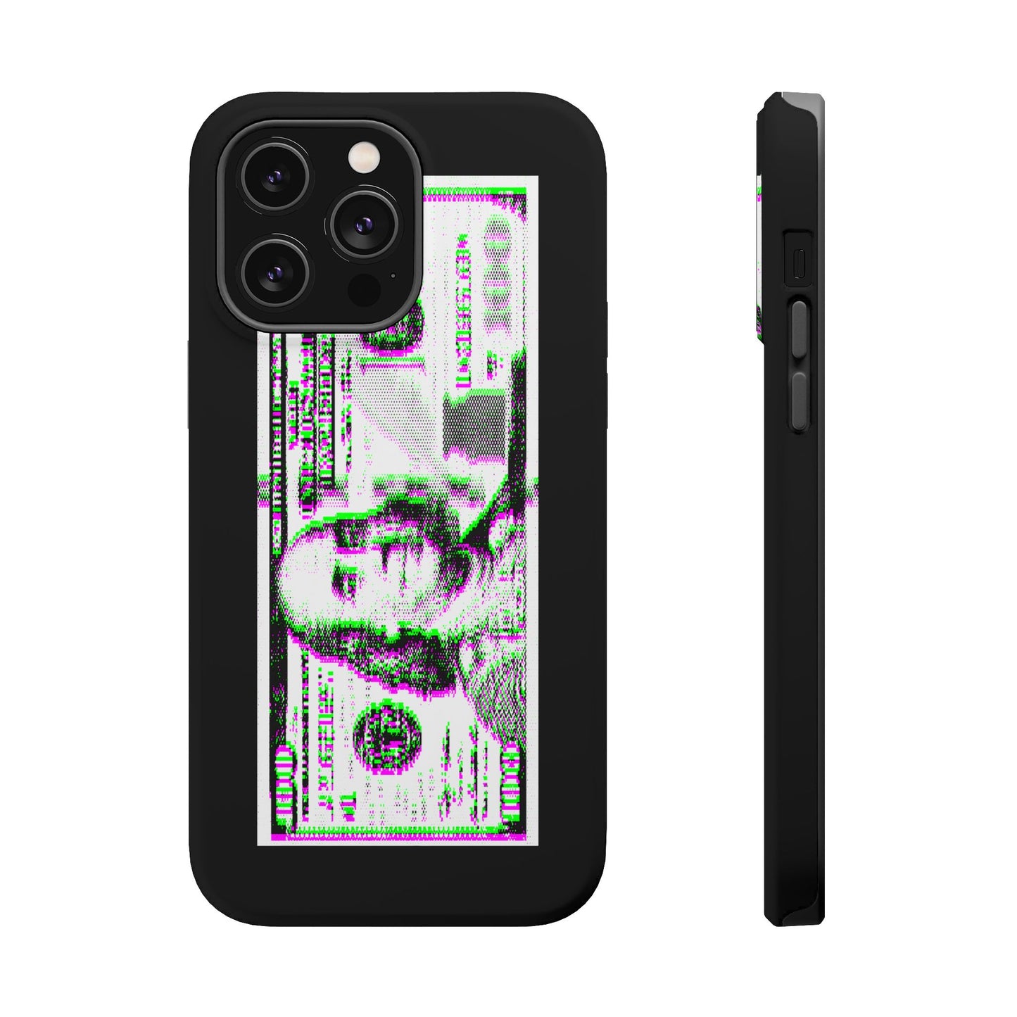 100 Dollars Bill - Green/Magenta Glitch - Magnetic Phone Case