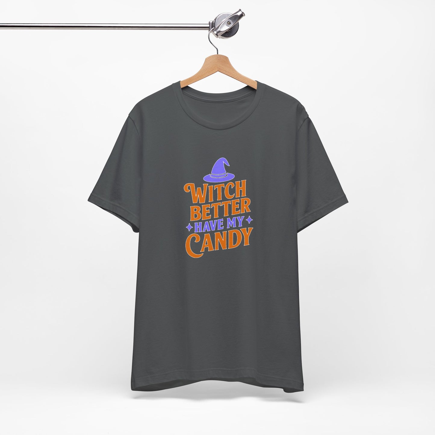 Halloween Witch Candy Tee, Funny Halloween Shirt, Unisex Halloween T-Shirt, Casual Fall Apparel, Trick or Treat Outfit