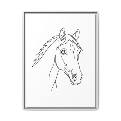 Horse Portrait Sketch - Framed Canvas