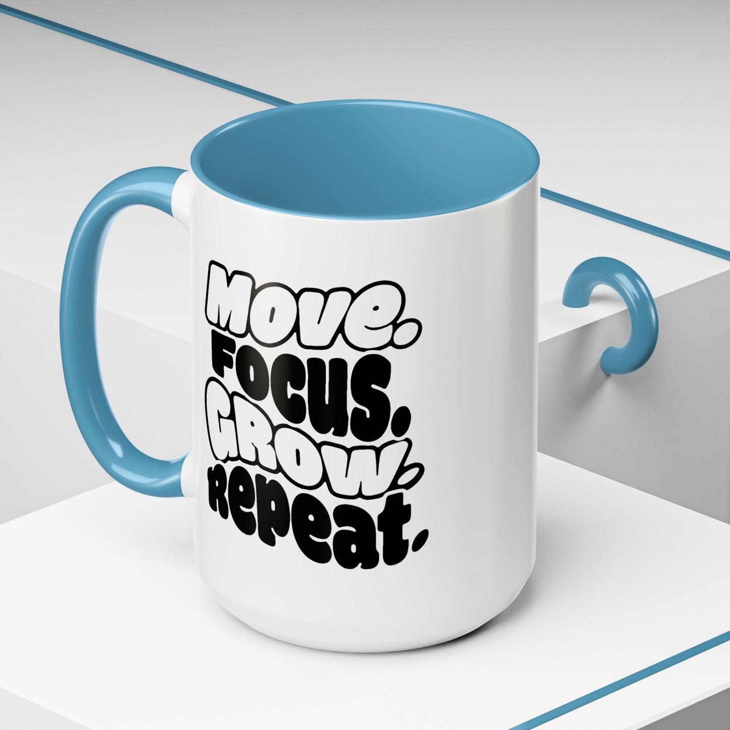 Move. Focus. Grow. Repeat. - Color Accent Mug
