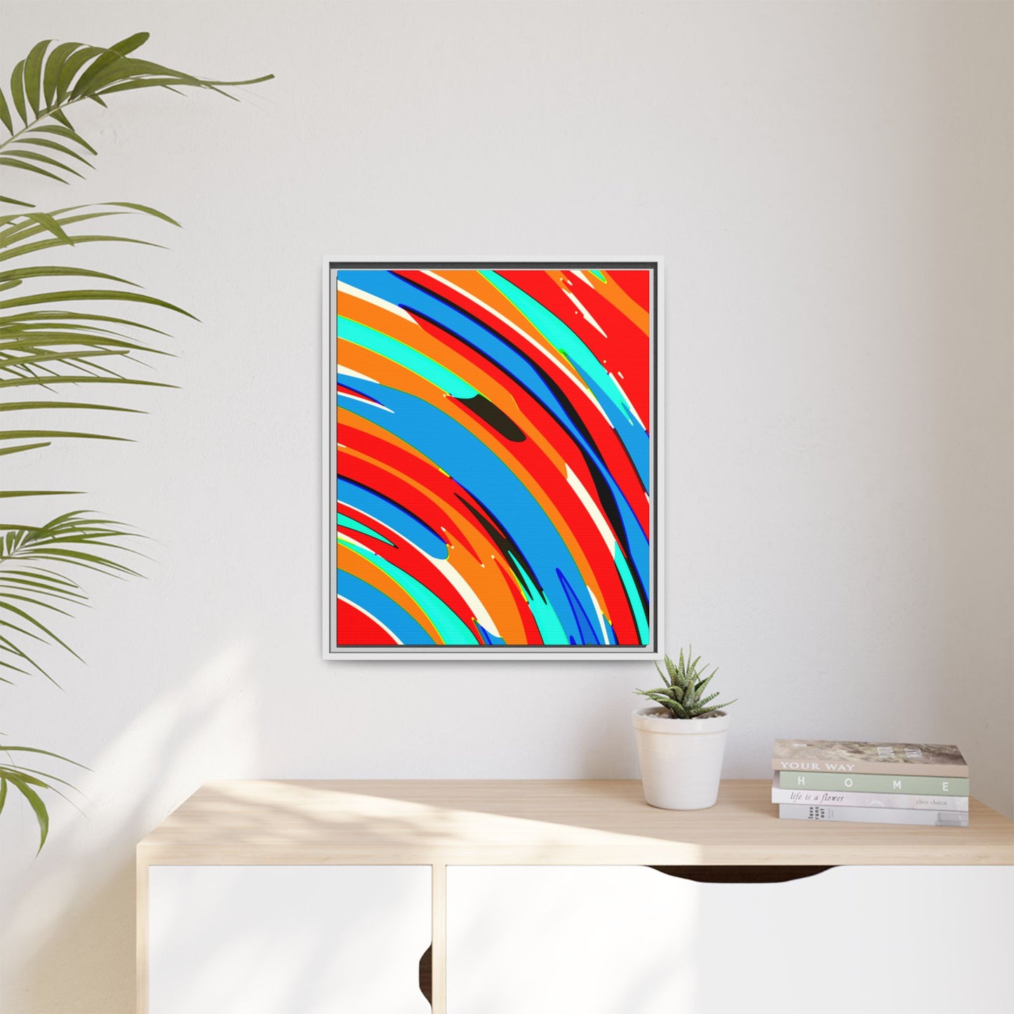 Abstract Rainbow Swirl Arc - Framed Canvas