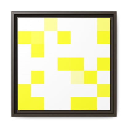 Yellow Pixel Grid - Framed Canvas