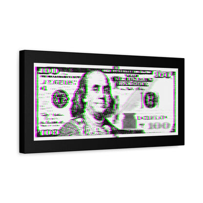 100 Dollars Bill - Green/Magenta Glitch - Canvas