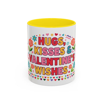 Hugs, Kisses & Valentine’s Wishes - Color Accent Mug