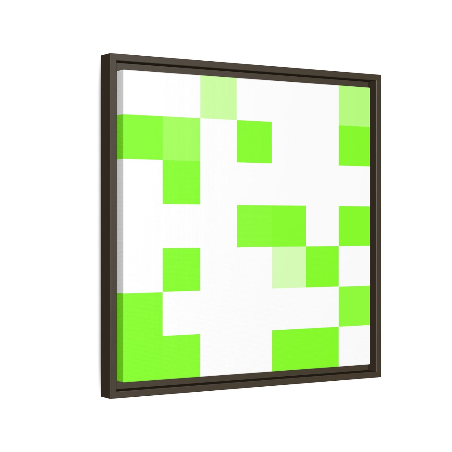 Lime Green Pixel Grid - Framed Canvas