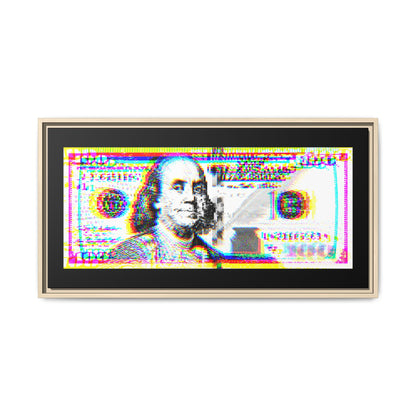100 Dollars Bill - Neon Color Explosion - Framed Canvas