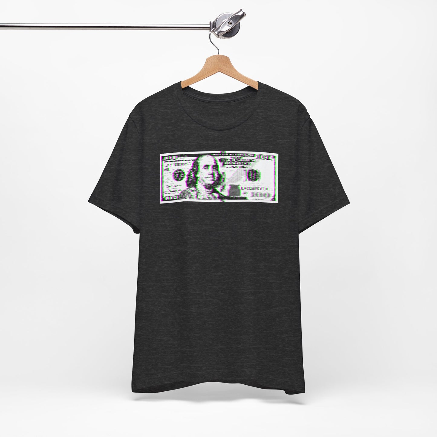 100 Dollars Bill - Green/Magenta Glitch - T-Shirt