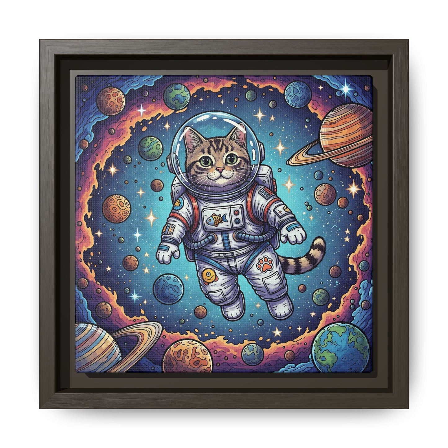 Astronaut Cat - Framed Canvas