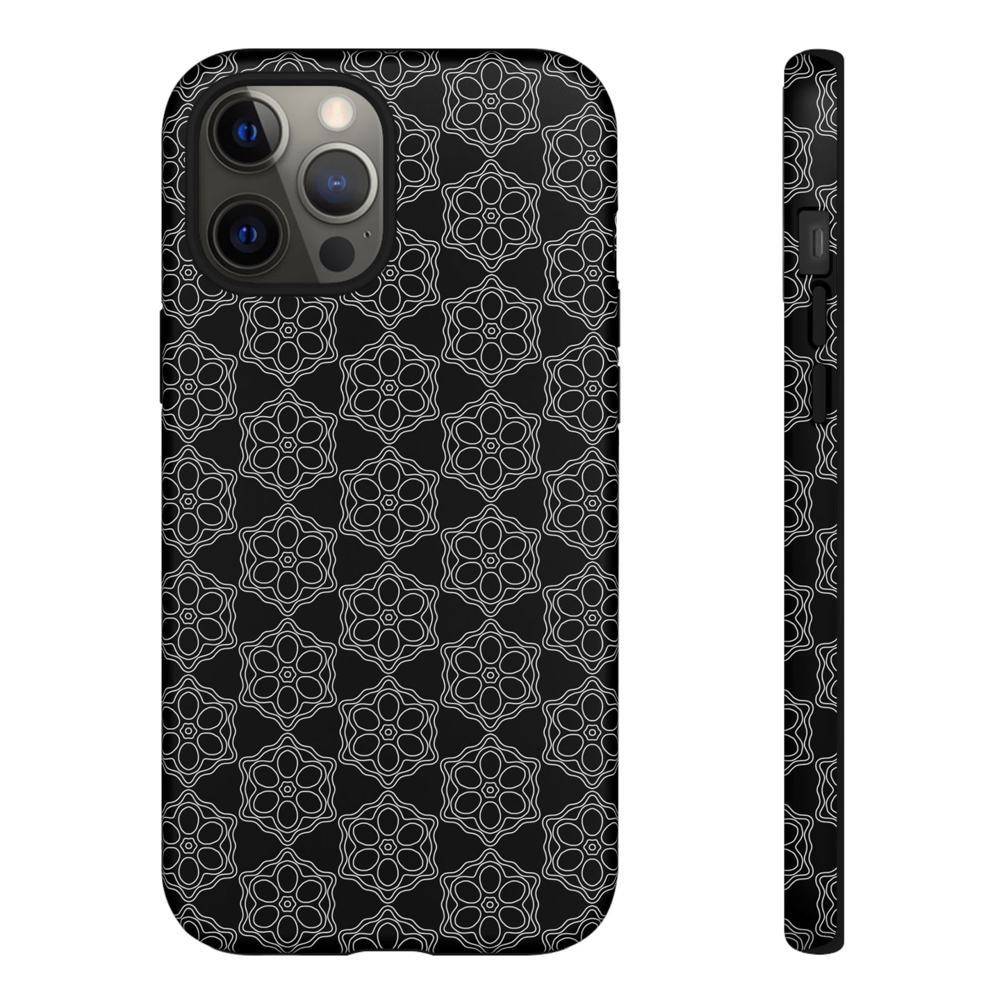 Geometric Pattern Phone Case, Dark Floral Case for Tough Protection, Stylish Smartphone Accessory, Gift for Tech Lovers, Trendy Mobile Cover