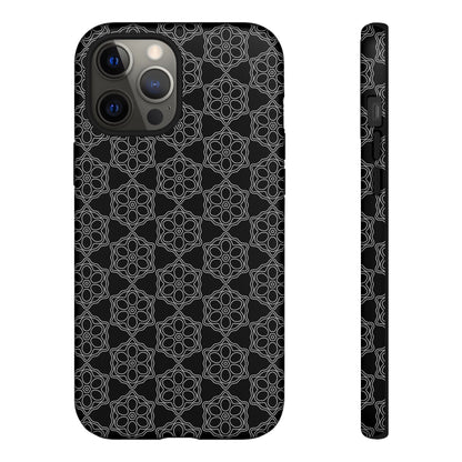 Geometric Pattern Phone Case, Dark Floral Case for Tough Protection, Stylish Smartphone Accessory, Gift for Tech Lovers, Trendy Mobile Cover