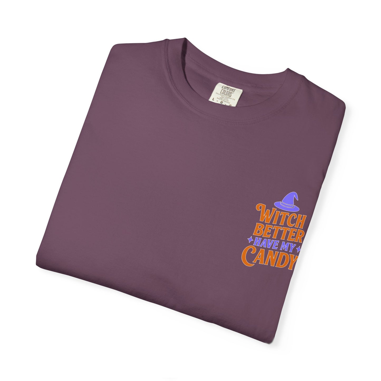 Halloween Candy T-shirt, Unisex Garment-Dyed T-shirt, Spooky Season Apparel, Fall Fashion, Trick or Treat Shirt, Cute Halloween Tee