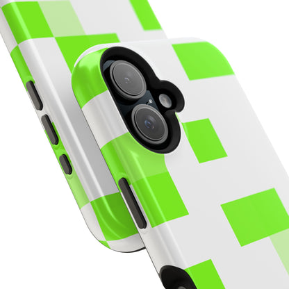 Lime Green Pixel Grid - Magnetic Phone Case