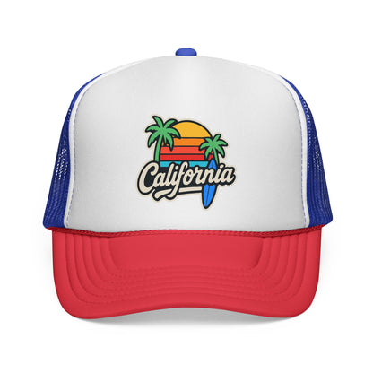 California Sunset Trucker Cap, Summer Hat, Beach Apparel, Gift for Him/Her, Fun Outdoor Accessory