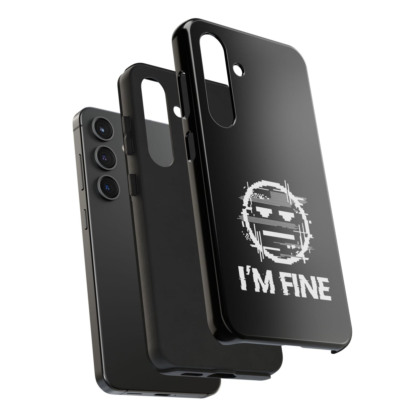 I’m Fine Glitched Smiley - Phone Case