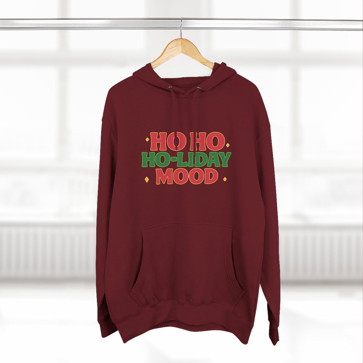 Festive Fleece Hoodie, Ho Ho Ho-liday Mood, Eye-catching Design for Holidays