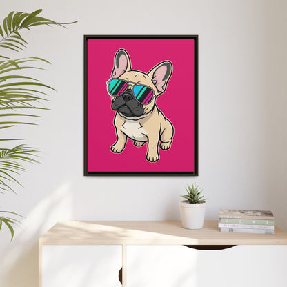 French Bulldog with Sunglasses - Framed Canvas