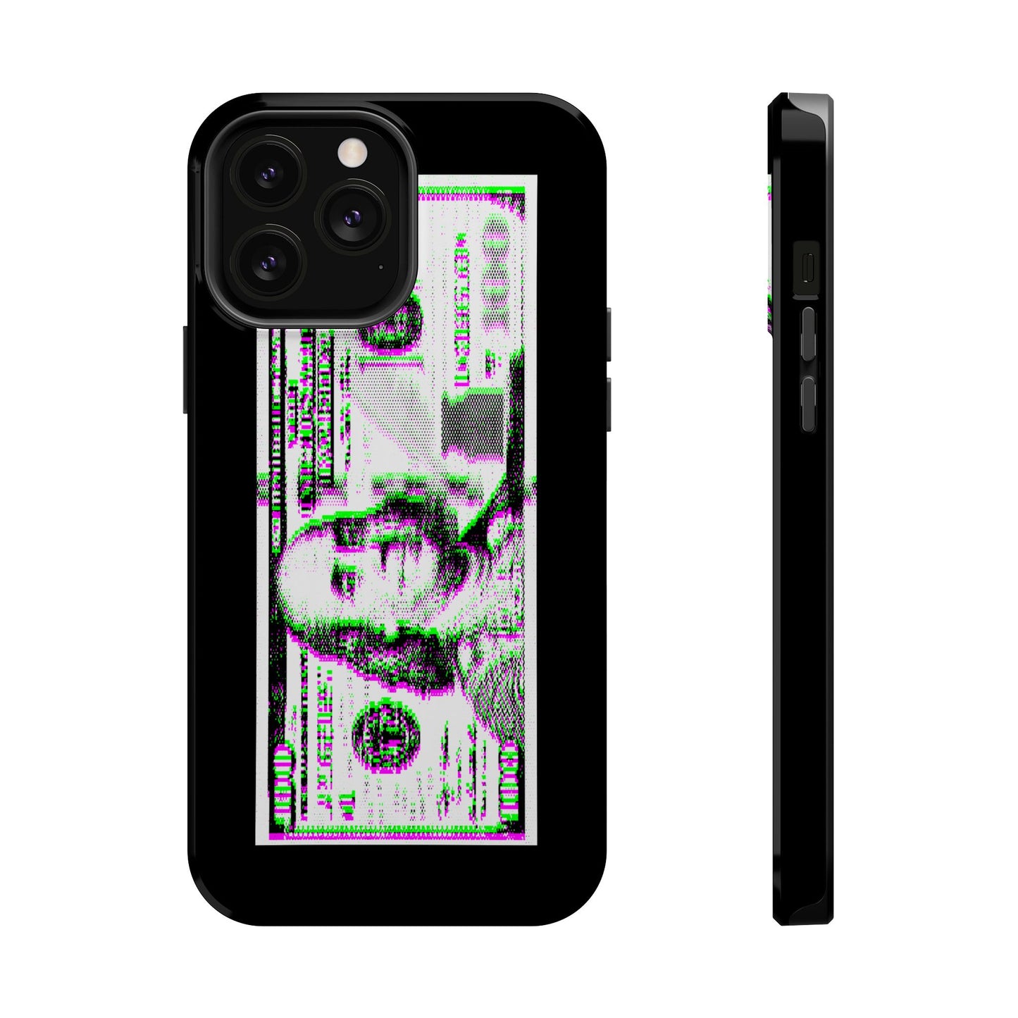 100 Dollars Bill - Green/Magenta Glitch - Magnetic Phone Case