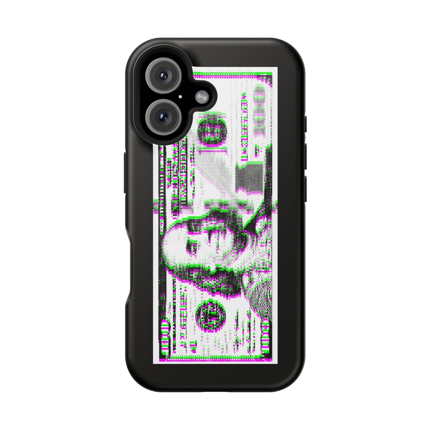 100 Dollars Bill - Green/Magenta Glitch - Magnetic Phone Case