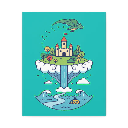 Floating Castle Dragon - Magical Fantasy Island - Canvas