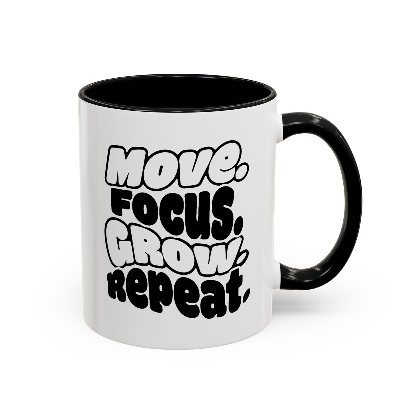Move. Focus. Grow. Repeat. - Color Accent Mug