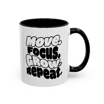 Move. Focus. Grow. Repeat. - Color Accent Mug