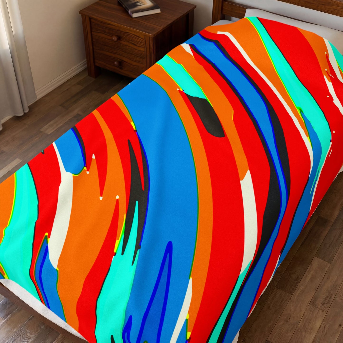 Abstract Rainbow Swirl Arc - Plush Blanket
