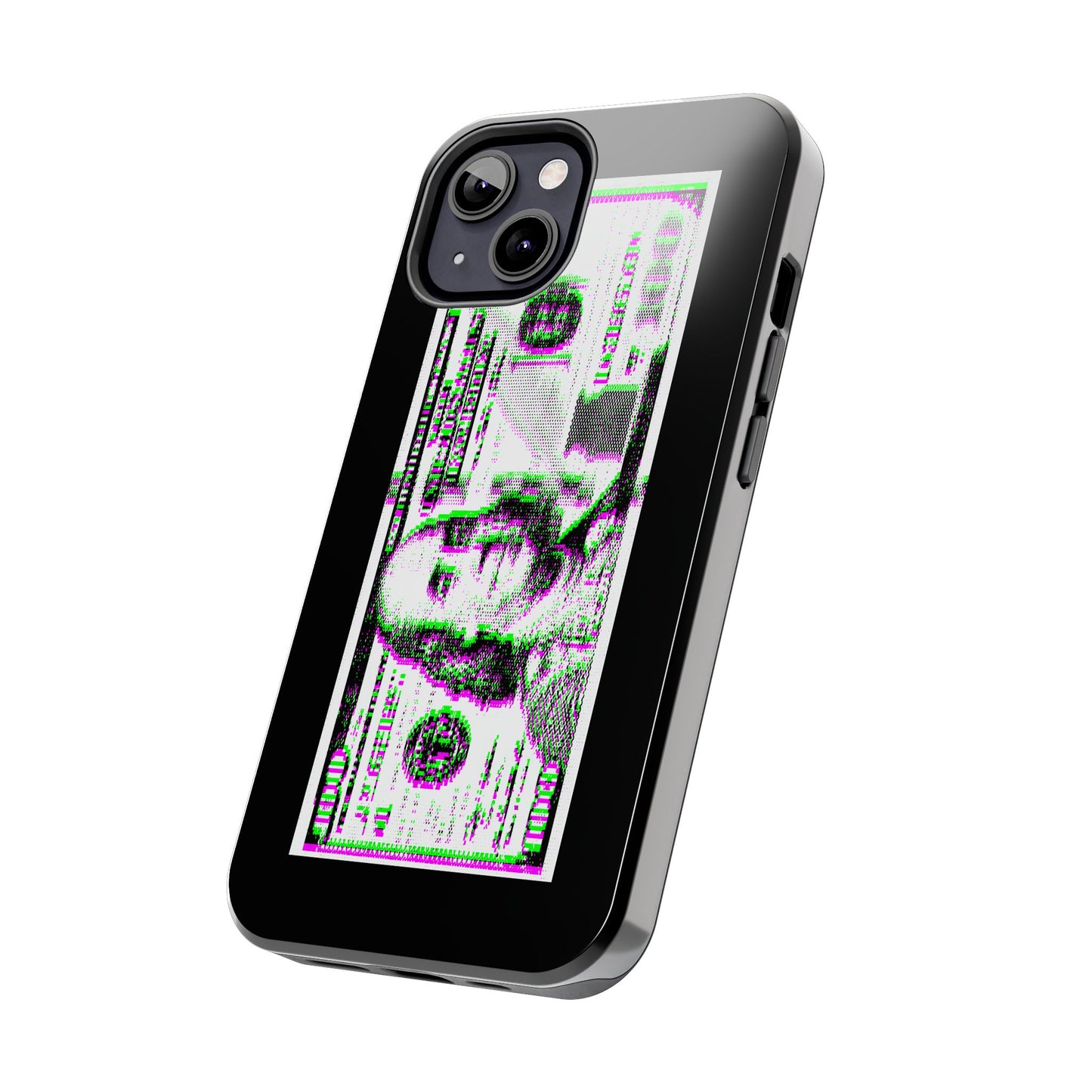 100 Dollars Bill - Green/Magenta Glitch - Phone Case