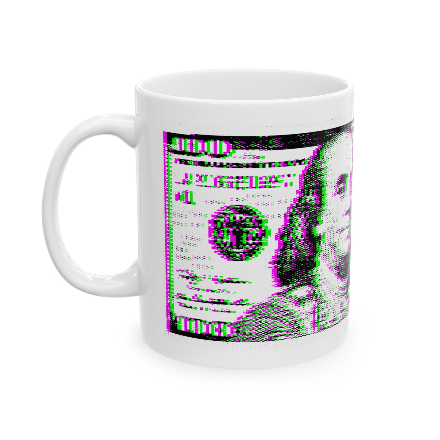 100 Dollars Bill - Green/Magenta Glitch - Mug