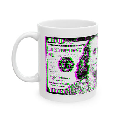 100 Dollars Bill - Green/Magenta Glitch - Mug
