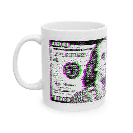 100 Dollars Bill - Green/Magenta Glitch - Mug