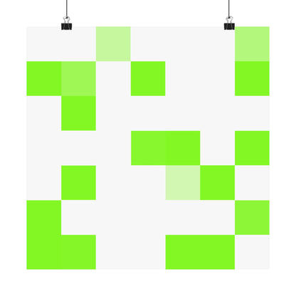 Lime Green Pixel Grid - Poster