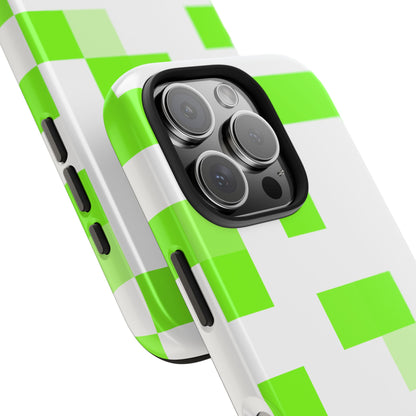 Lime Green Pixel Grid - Phone Case