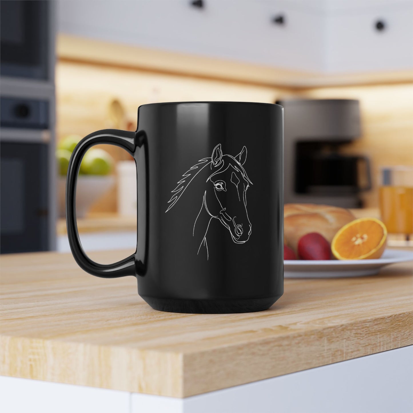 Horse Portrait Sketch - Black Mug
