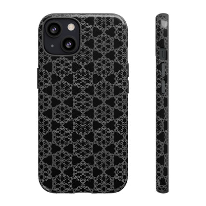 Geometric Pattern Phone Case, Dark Floral Case for Tough Protection, Stylish Smartphone Accessory, Gift for Tech Lovers, Trendy Mobile Cover