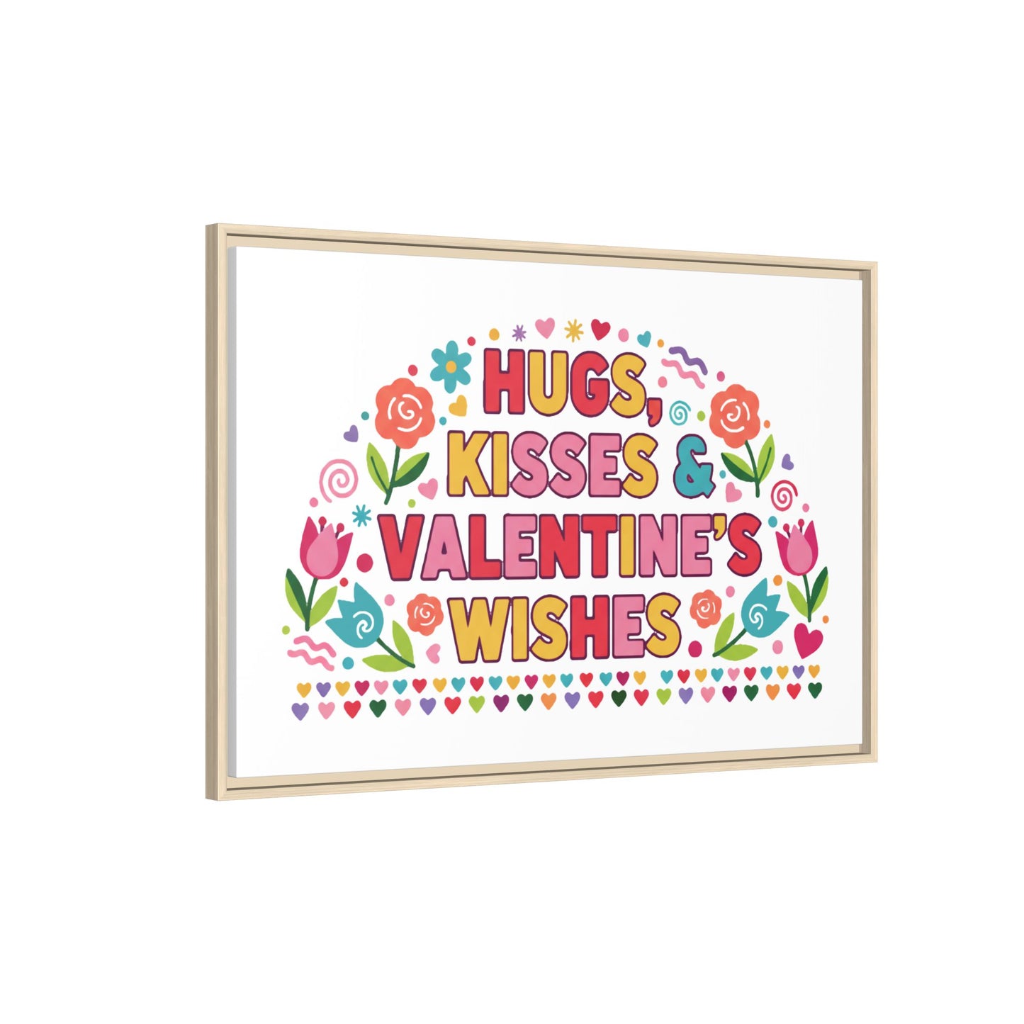 Hugs Kisses & Valentine's Wishes - Framed Canvas