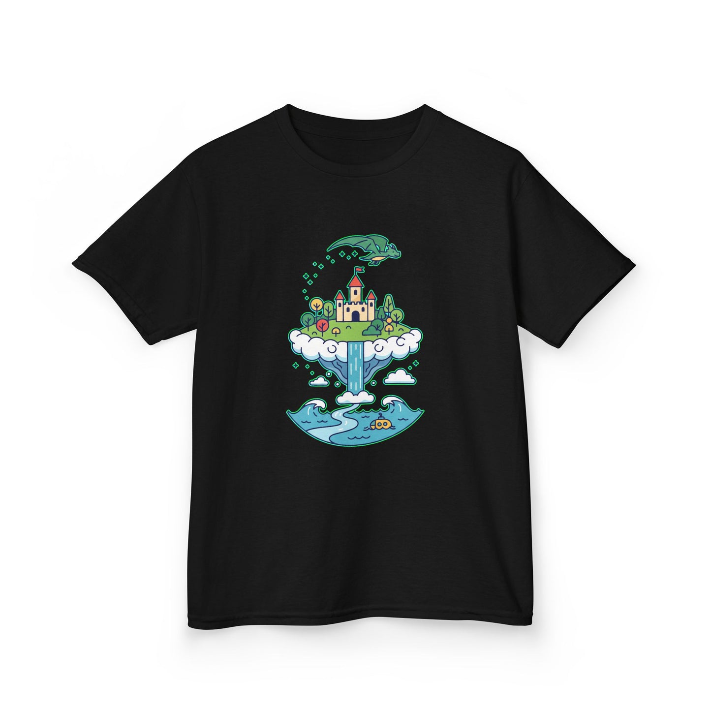 Floating Castle Dragon - Magical Fantasy Island - Kids Tee