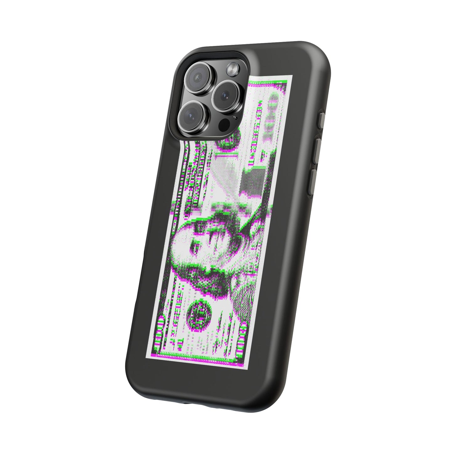 100 Dollars Bill - Green/Magenta Glitch - Magnetic Phone Case