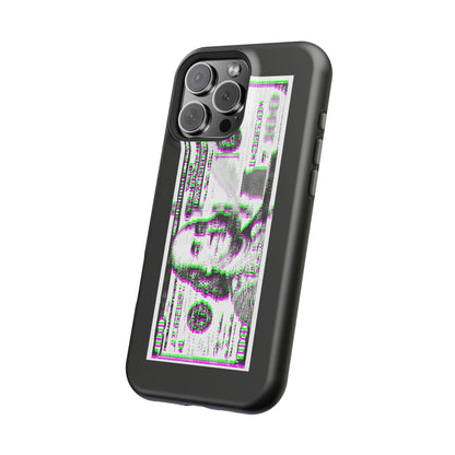 100 Dollars Bill - Green/Magenta Glitch - Magnetic Phone Case