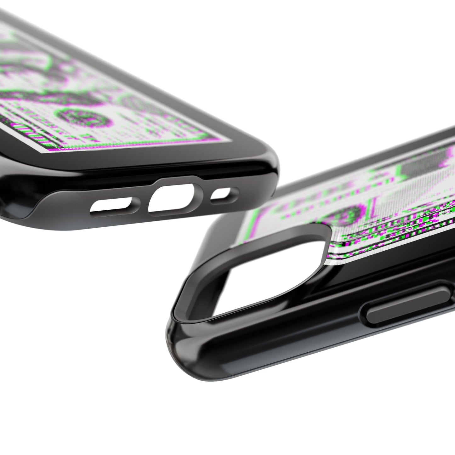 100 Dollars Bill - Green/Magenta Glitch - Magnetic Phone Case