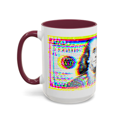100 Dollars Bill - Neon Color Explosion - Color Accent Mug