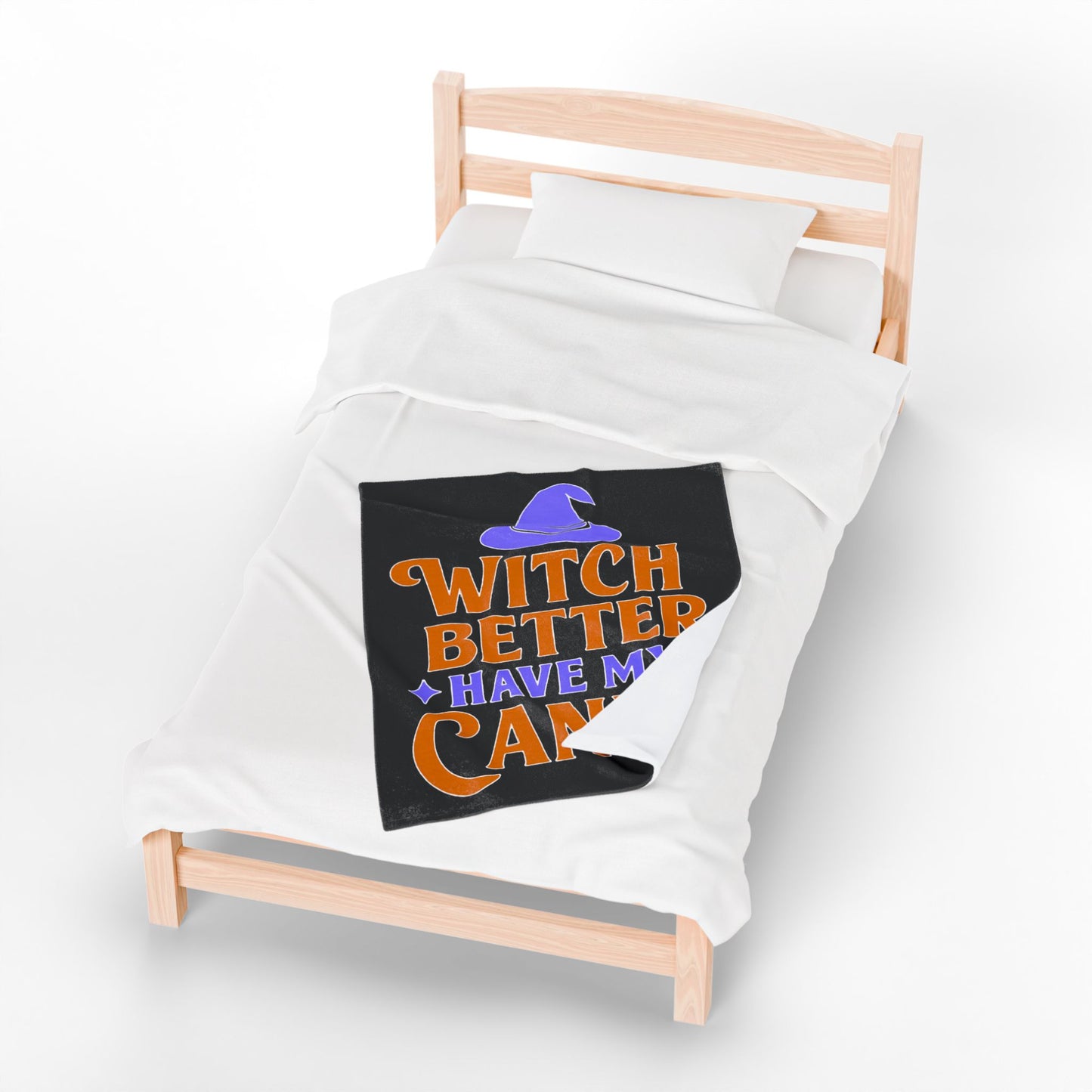 Halloween Velveteen Plush Blanket - Cozy Witch-Inspired Throw, Perfect for Fall Décor, Spooky Season, Trick or Treat, Gift for Her