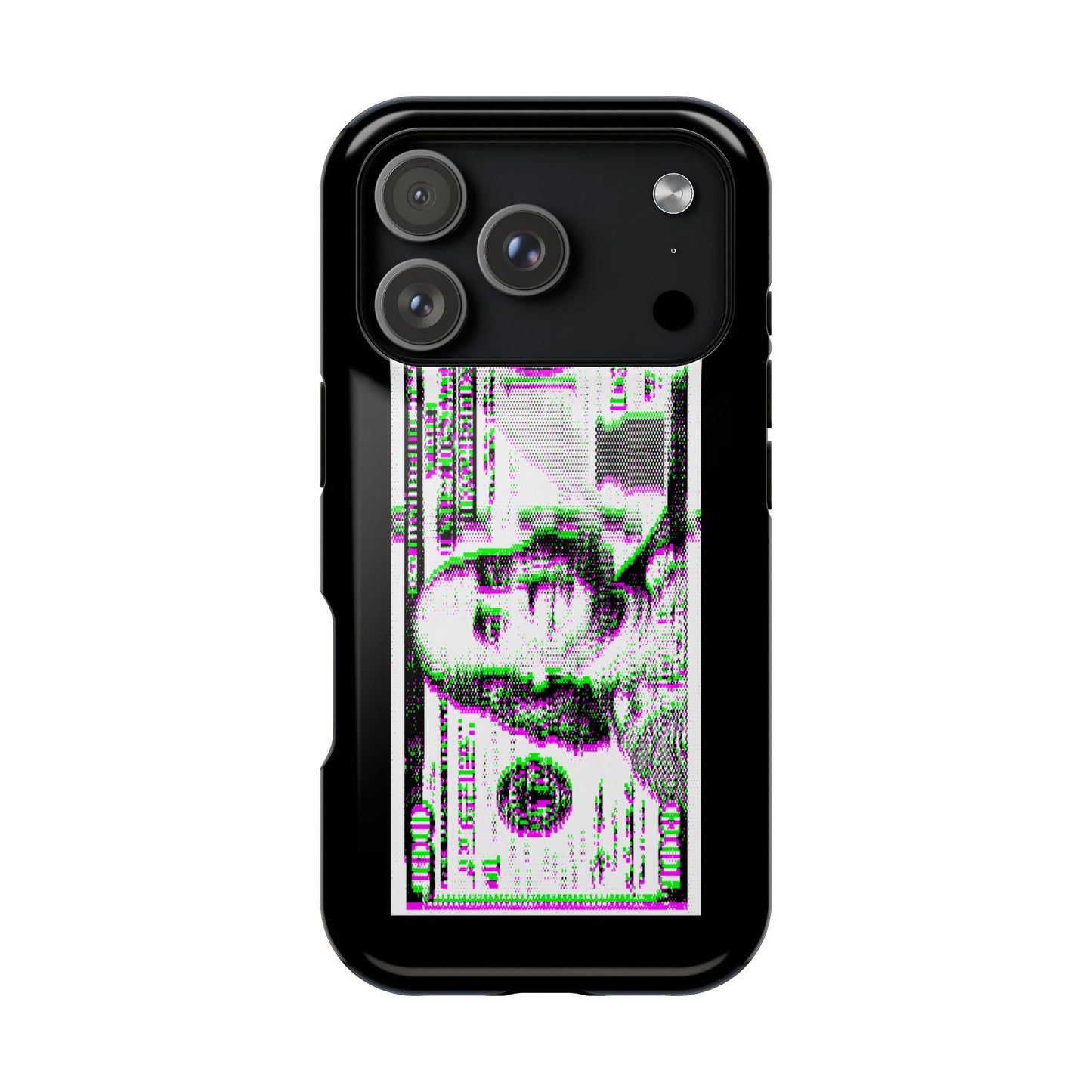 100 Dollars Bill - Green/Magenta Glitch - Magnetic Phone Case
