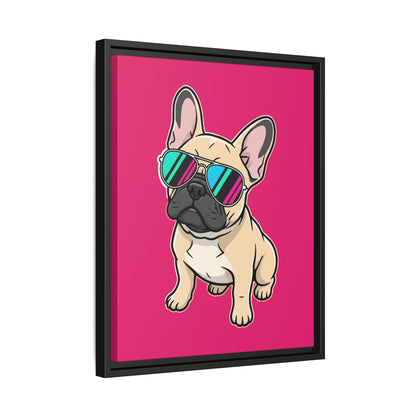 French Bulldog with Sunglasses - Framed Canvas