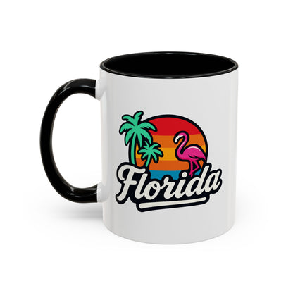 Florida Sunset Palm - Color Accent Mug