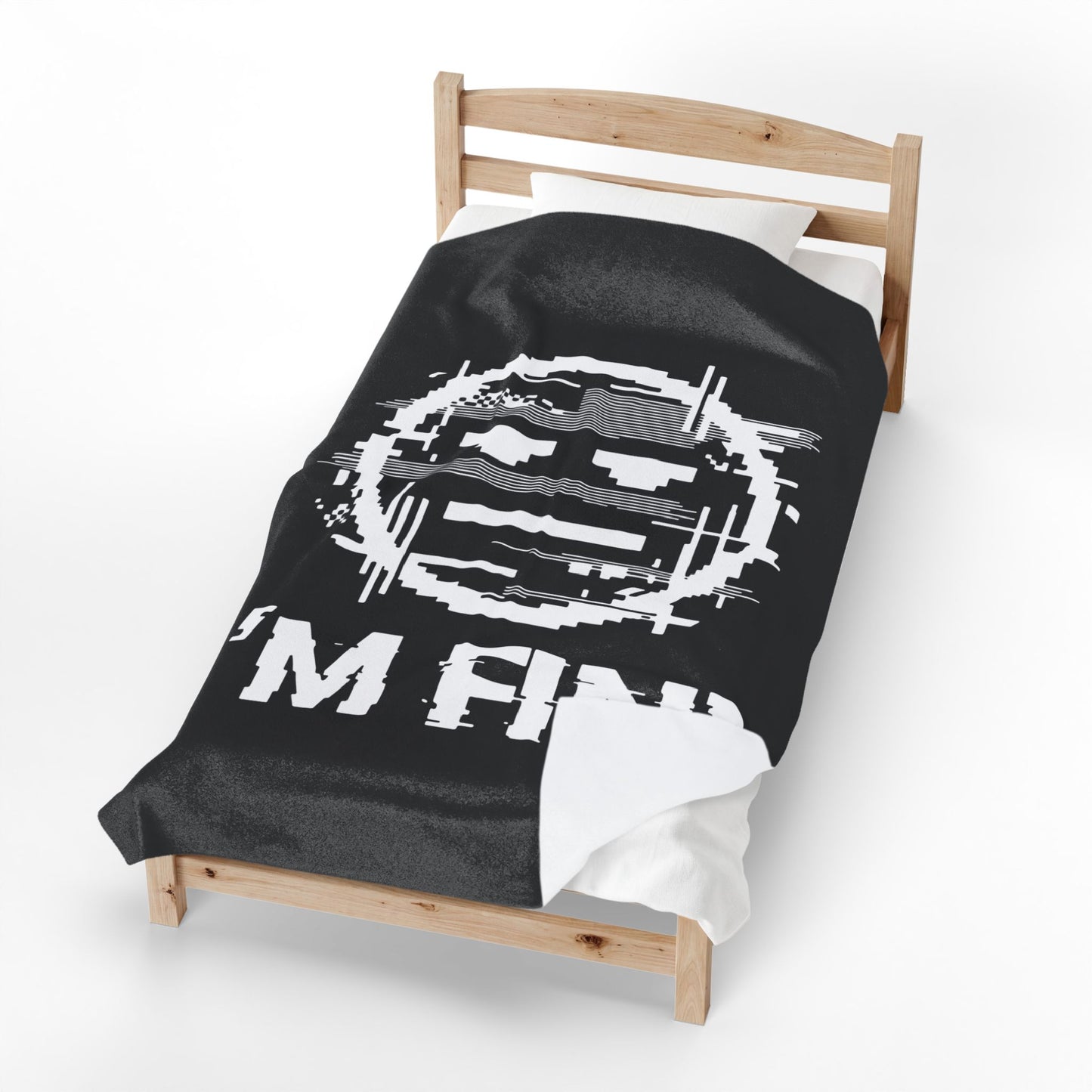 I’m Fine Glitched Smiley - Plush Blanket