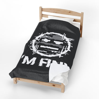 I’m Fine Glitched Smiley - Plush Blanket