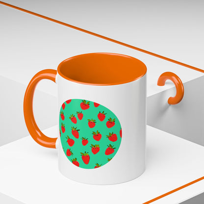Strawberry Pattern - Color Accent Mug