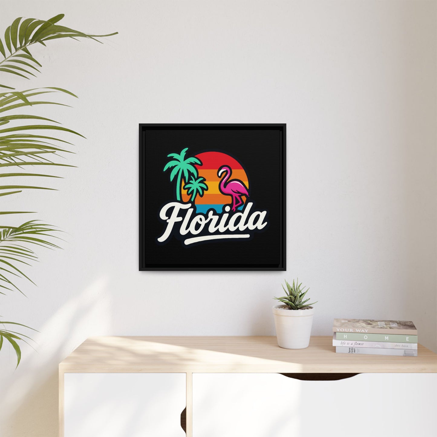 Florida Sunset Palm - Framed Canvas