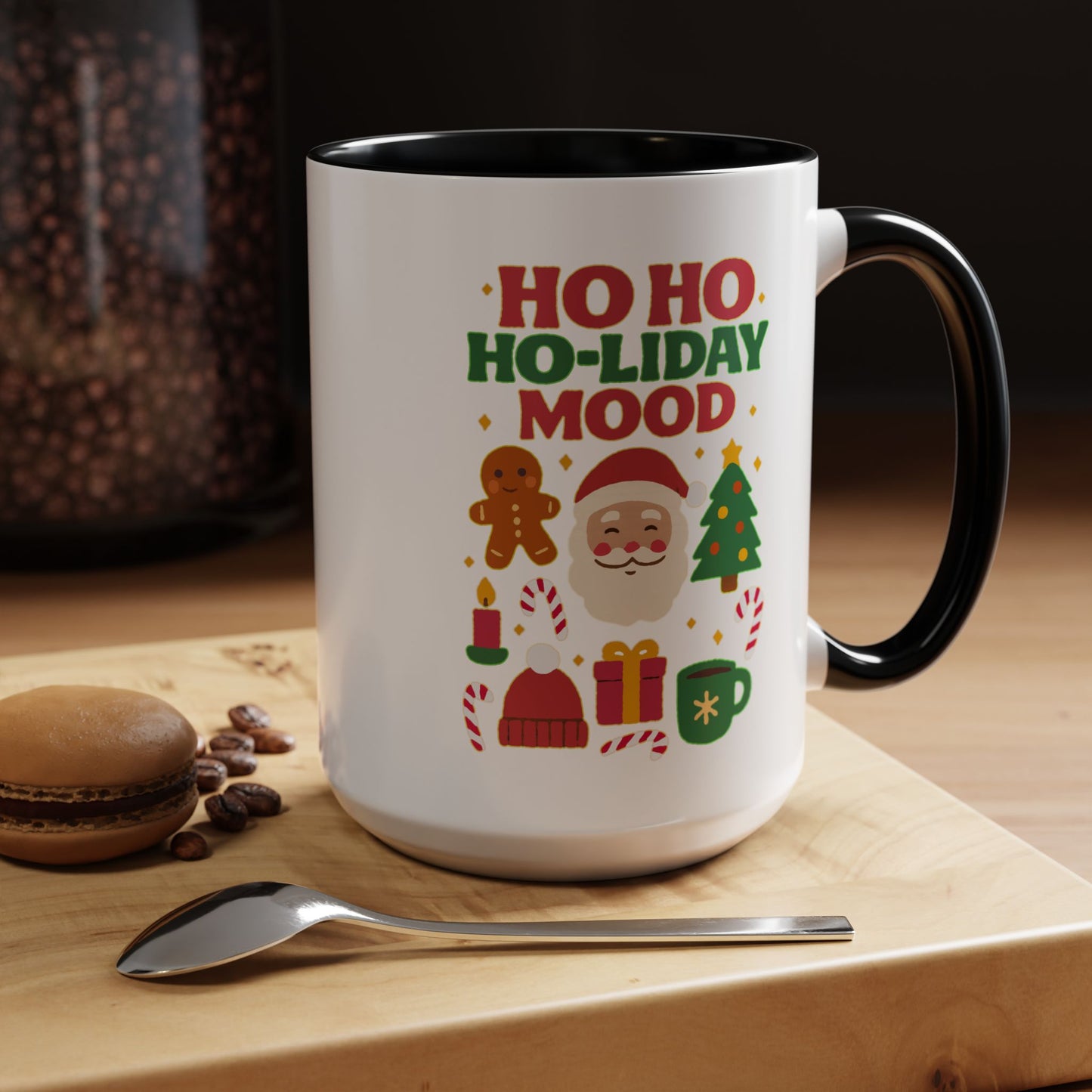 Festive Holiday Coffee Mug, Christmas Gift Mug, Fun Seasonal Drinkware, Ho Ho Ho-liday Mood, Cozy Hot Beverage Cup, Unique Gift Idea