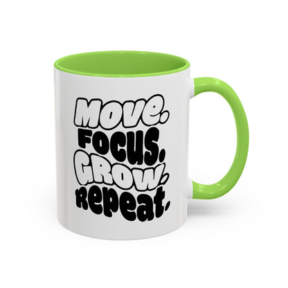 Move. Focus. Grow. Repeat. - Colorful Mug